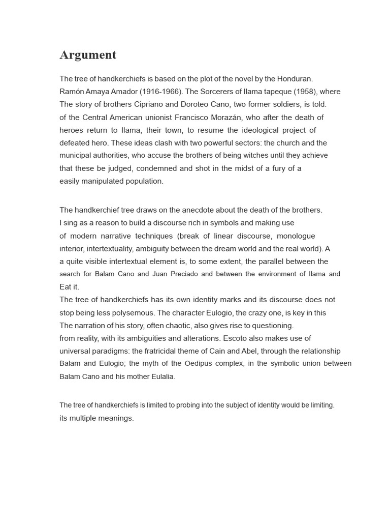 Argument and Characters of The Tree of Handkerchiefs | PDF