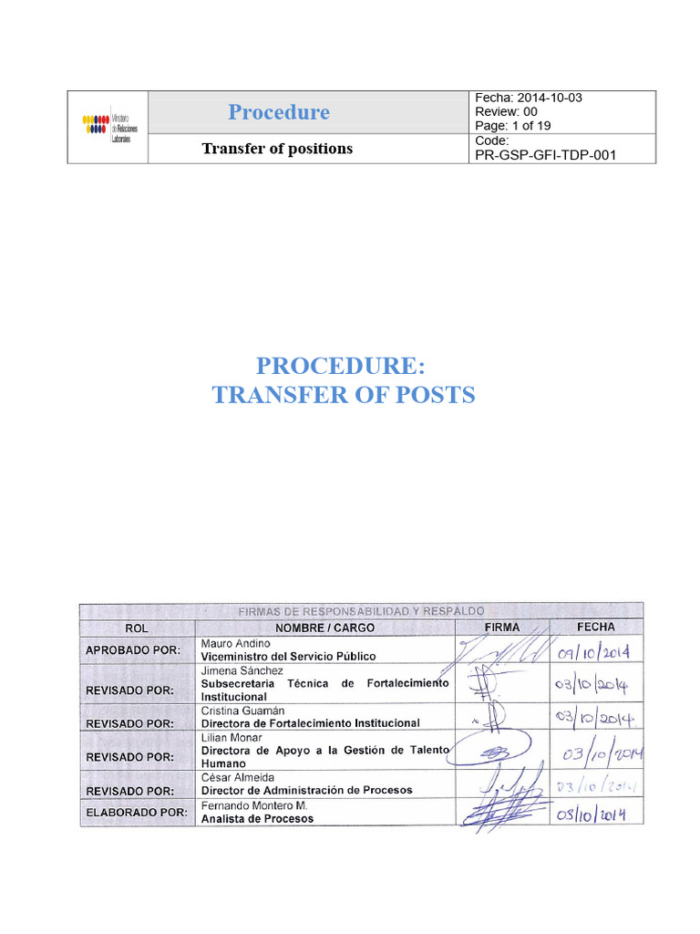 Position Transfer Procedure Guide | PDF | Budget
