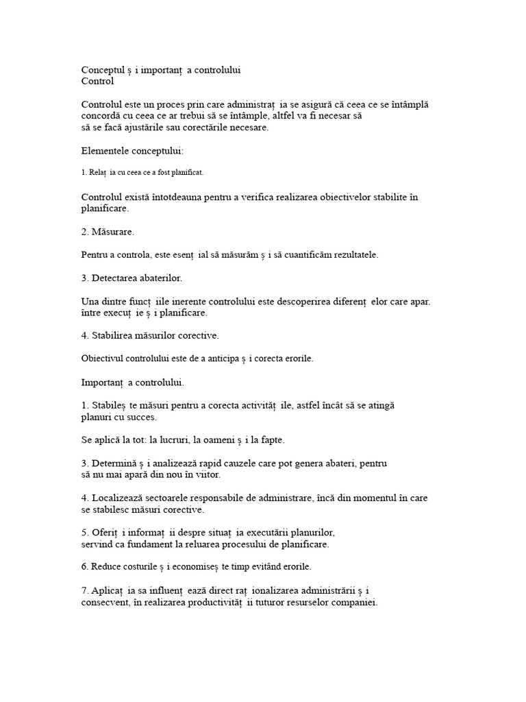 Conceptul Și Importanța Controlului | PDF