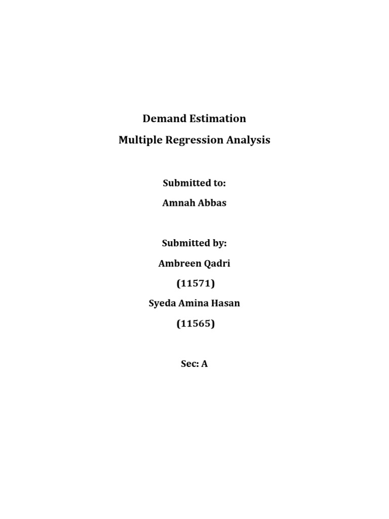 Demand Estimation via Regression Analysis | PDF | Errors And Residuals ...