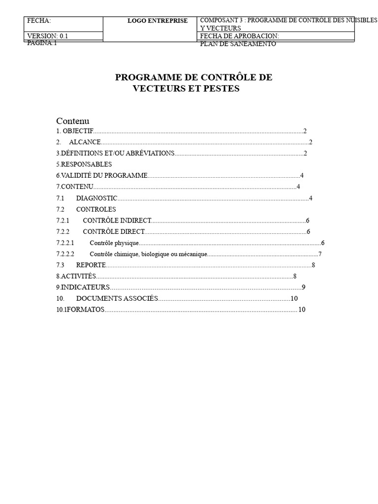 Programme de Contrôle des Nuisibles | PDF | Insectes | Matière fécale