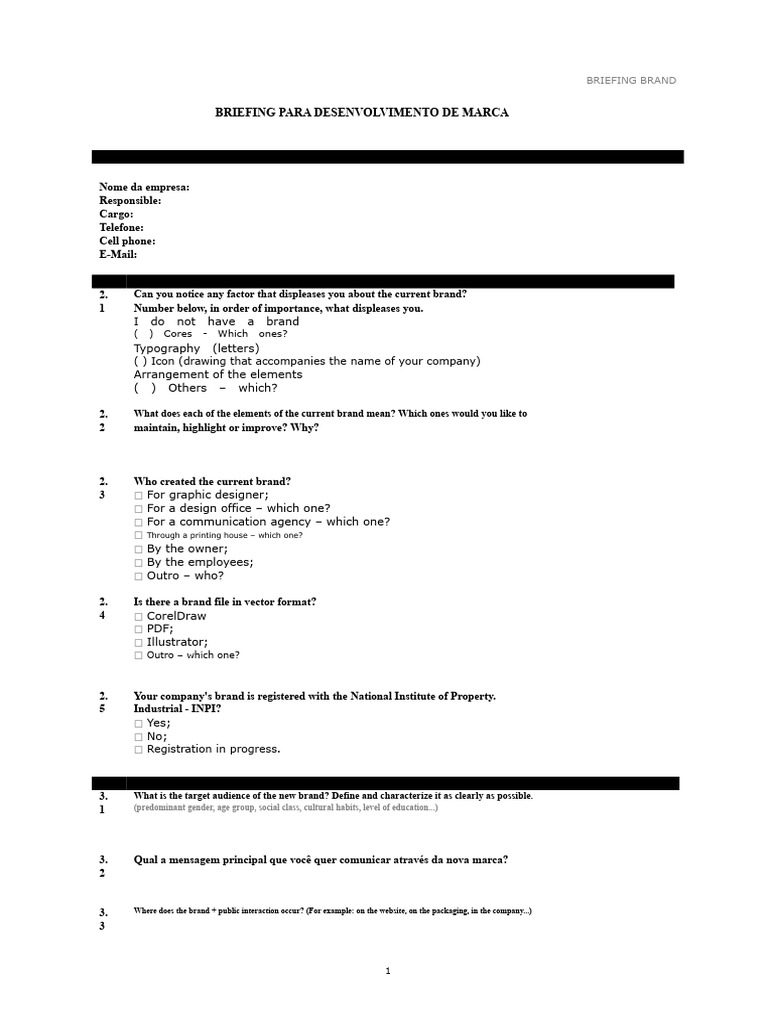 Brand Development Briefing Template | PDF | Brand | Communication Design