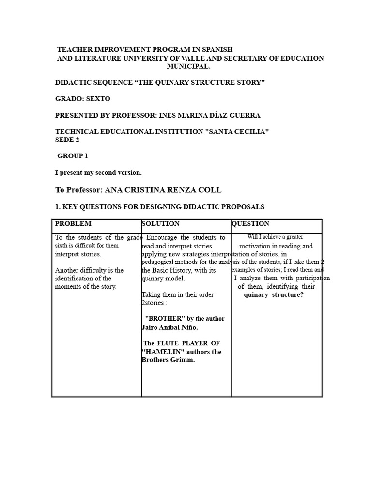 Didactic Sequence for Story Interpretation | PDF | Narrative | Curriculum