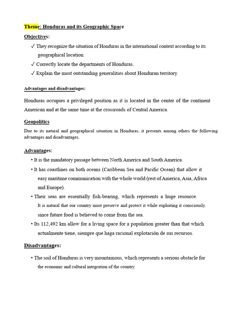 Social Studies 7th Grade II Partial Unit I | PDF | Honduras | Central ...