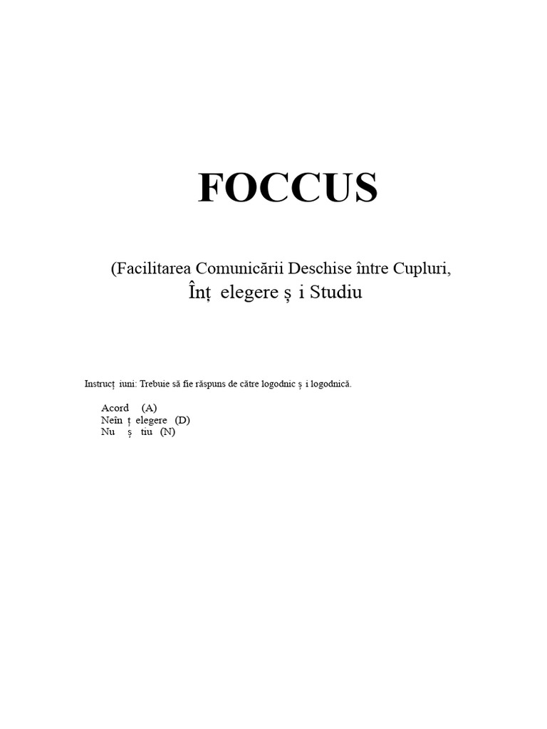 Testul FOCCUS | PDF