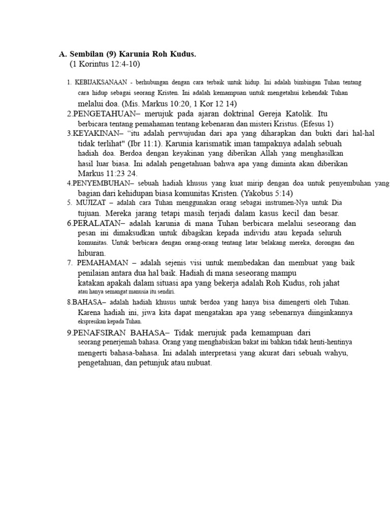 9 Karunia Roh Kudus dalam Kristen | PDF