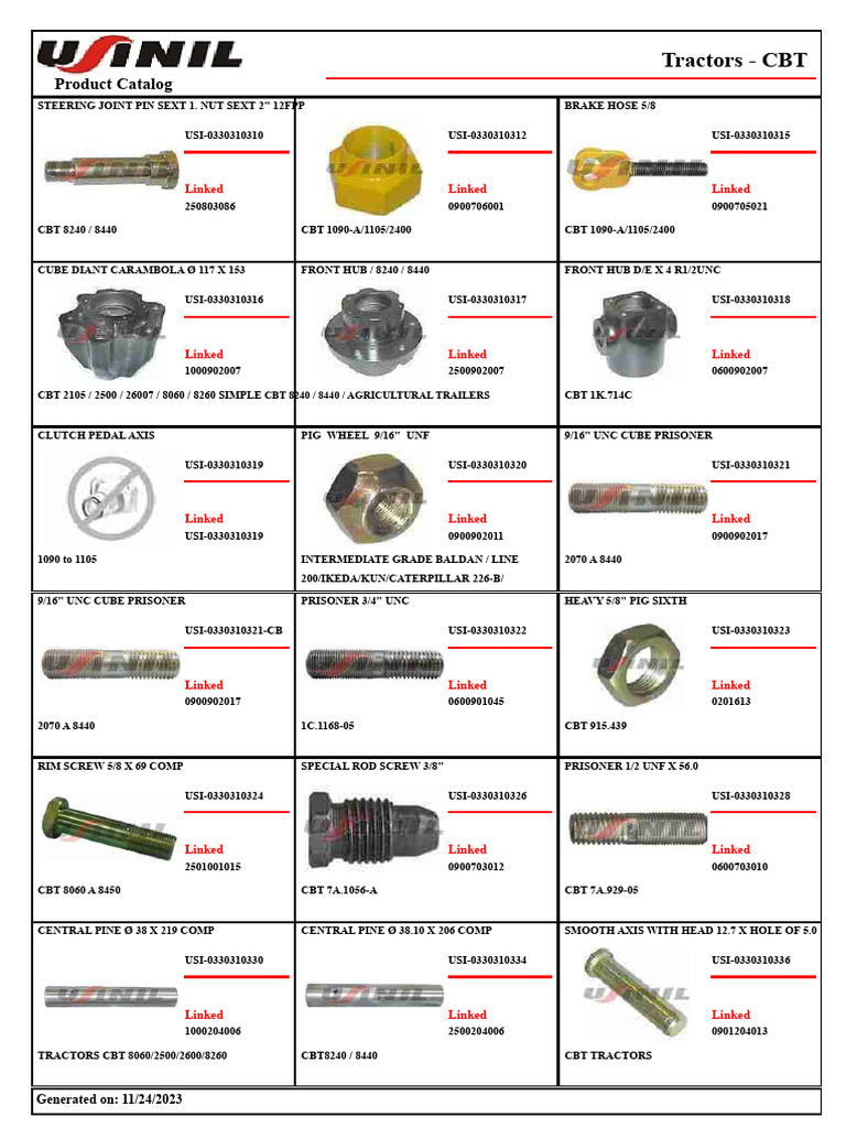 CBT 8240/1105 Tractor Parts Catalog | PDF | Tractor | Steering