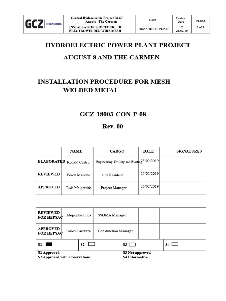 Installation Procedure for Welded Wire Mesh | PDF | Welding | Construction
