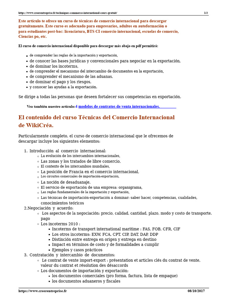 Curso Gratuito de Comercio Internacional | PDF | El comercio ...