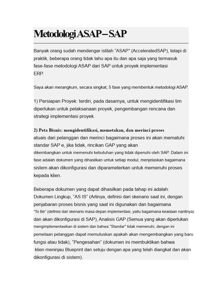 Metodologi ASAP untuk Implementasi SAP | PDF