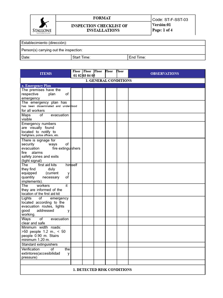 Facility Inspection Checklist Template | PDF | Emergency Evacuation ...