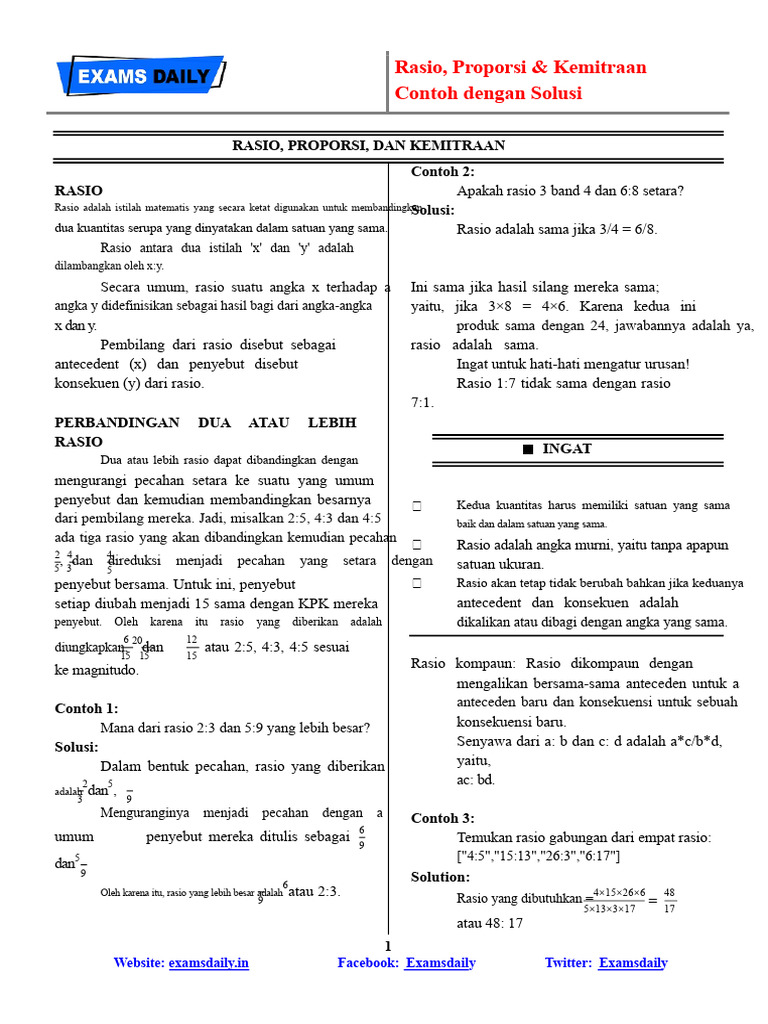 Rasio dan Proporsi dalam Matematika | PDF