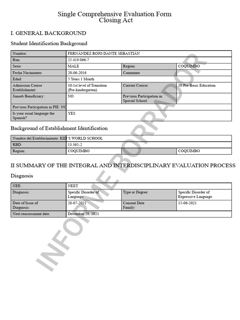 Comprehensive Student Evaluation Form | PDF | Perception | Learning