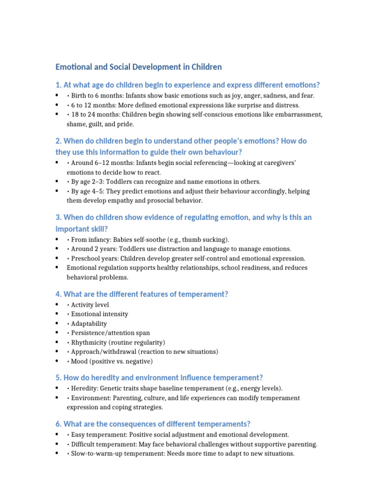Emotional and Social Development 2 | PDF | Temperament | Emotions