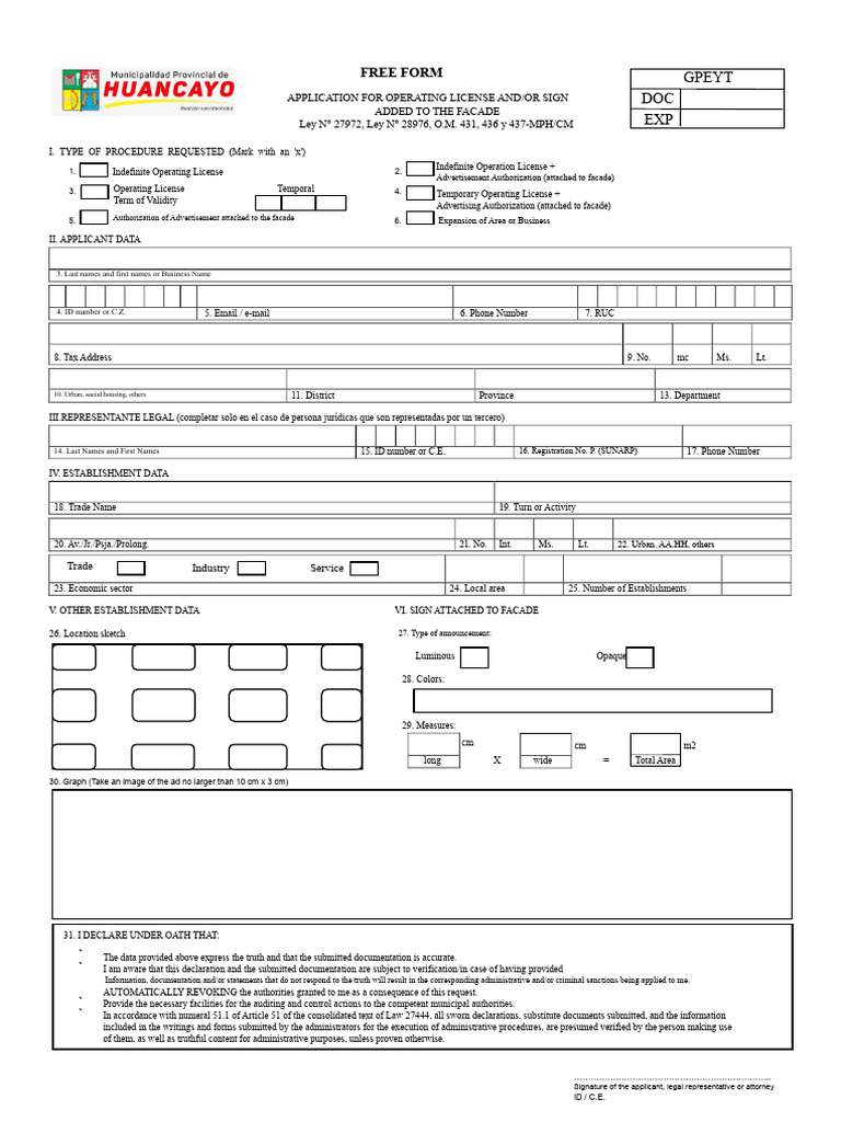 Operating License Application Form | PDF