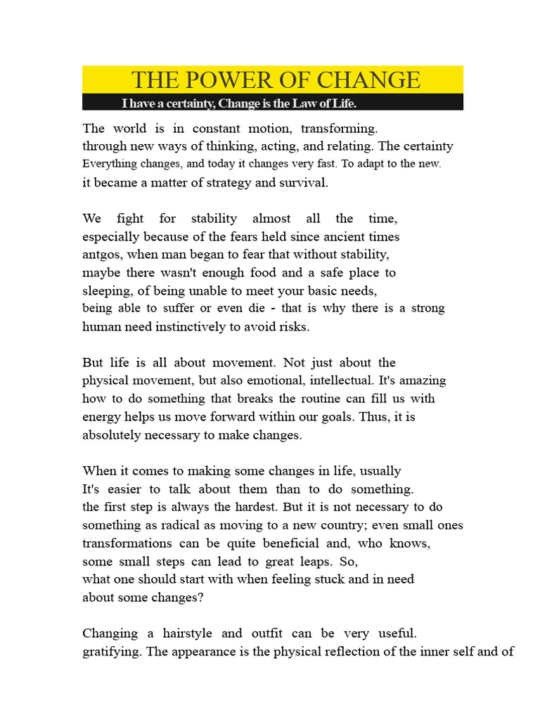 Embracing Change for Personal Growth | PDF | Psychology | Behavioural ...