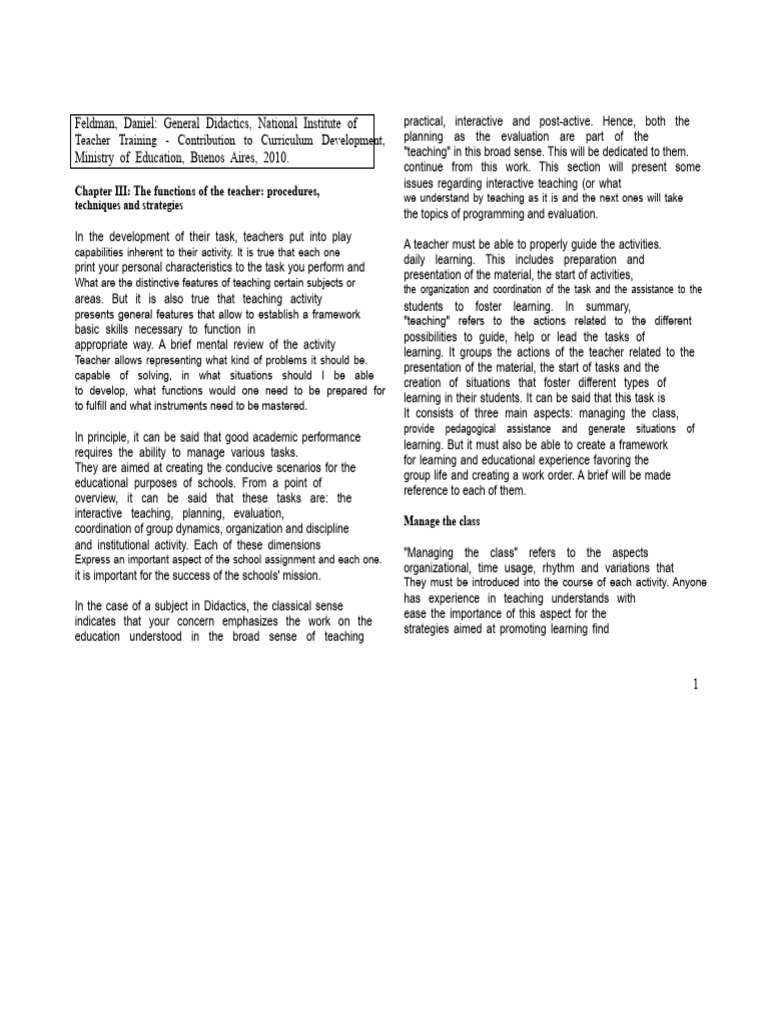02 Feldman Chapter III The Functions of The Teacher | PDF | Teachers ...