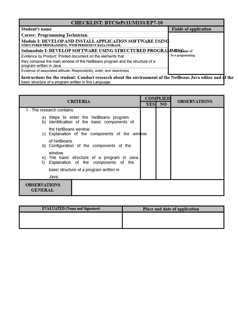Java Programming Checklist for Students | PDF | Computer Program ...