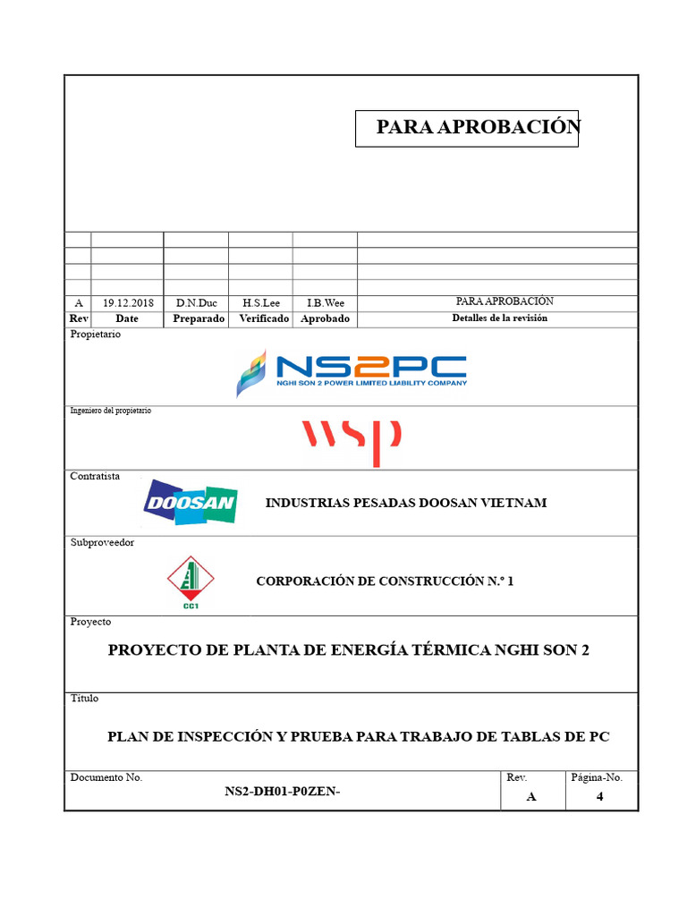 Plan de Inspección para Tablas de PC | PDF