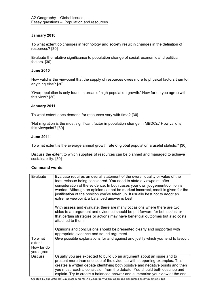 essay on human population