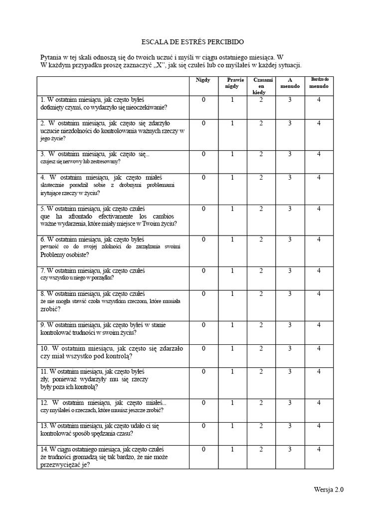 4 Skala Postrzeganego Stresu Peru | PDF