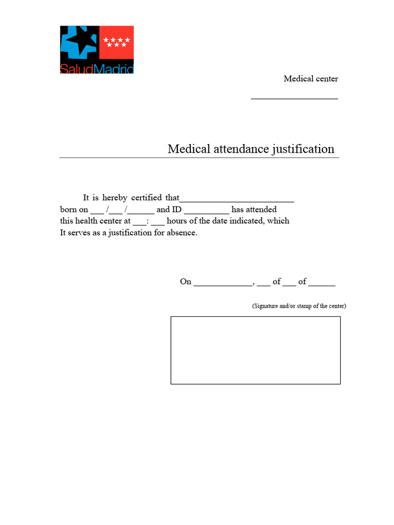 Medical Attendance Justification Form | PDF