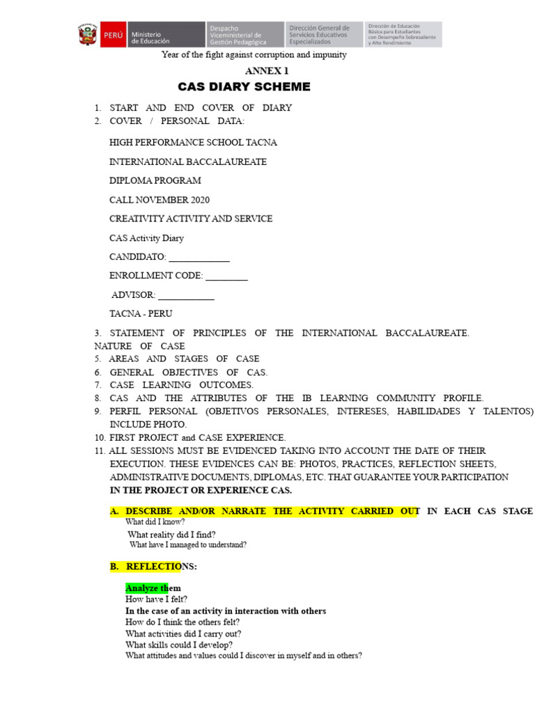 CAS Diary for IB Diploma Program | PDF