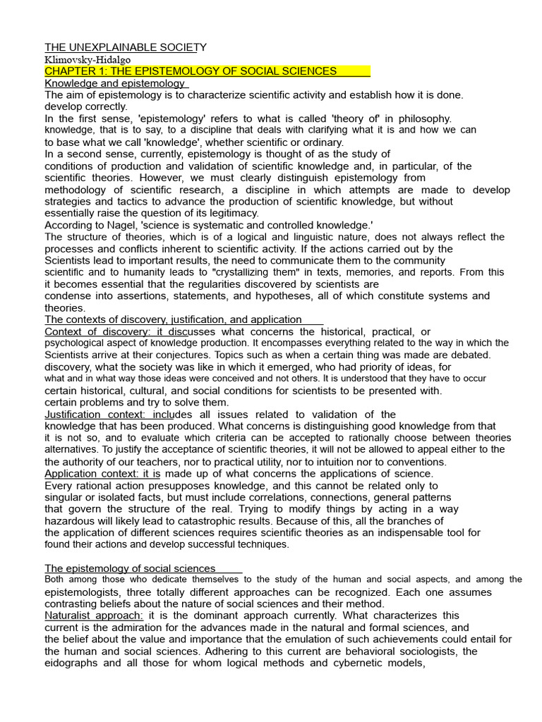 Epistemology in Social Sciences Explained | PDF | Hypothesis | Theory