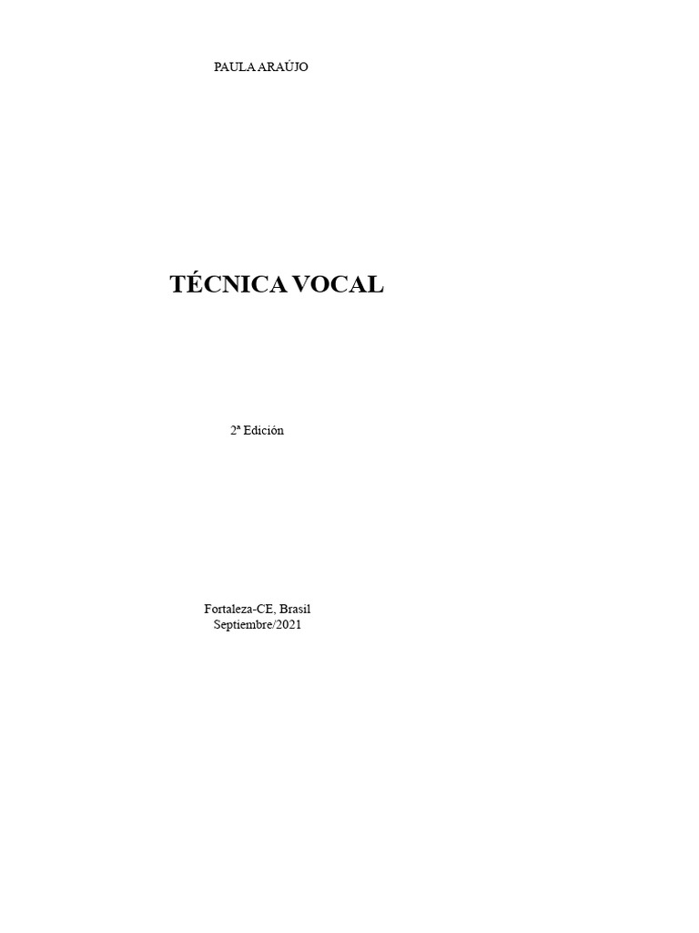 Libro Técnica Vocal 2 Edición - E-Book | PDF | Sonido | Canto