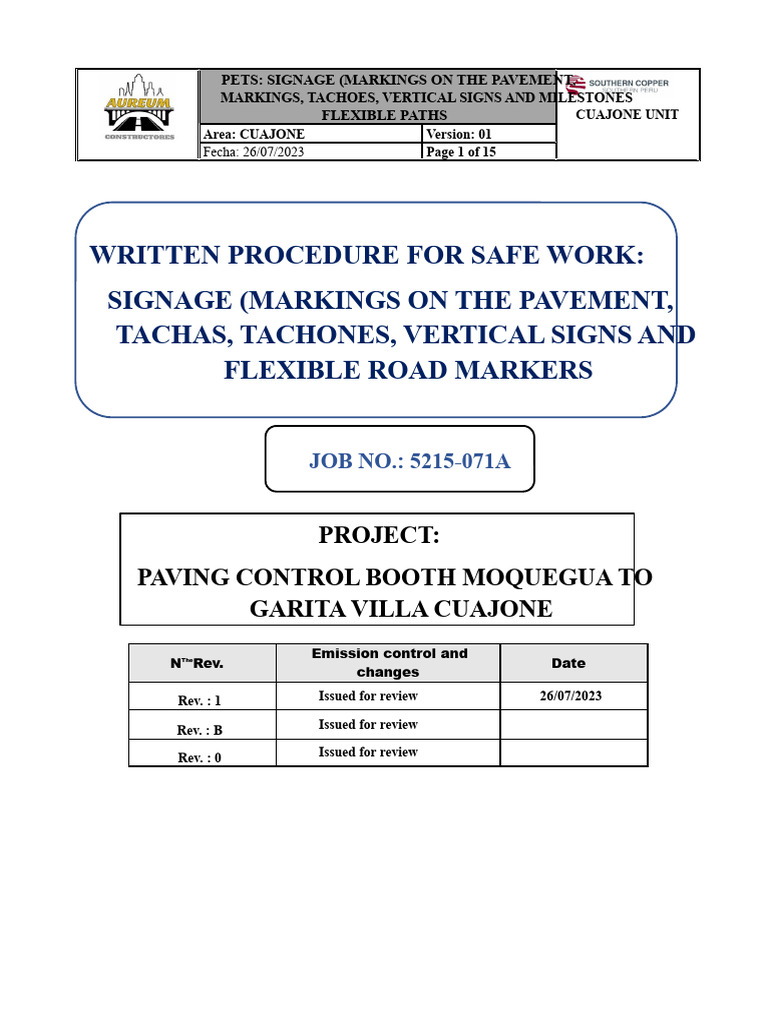 Pets Procedure For Signage (Markings On The Pavement, Studs, Spikes ...