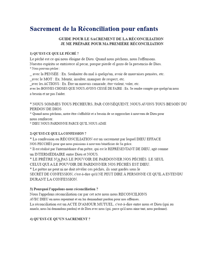 Guide de la Réconciliation pour enfants | PDF | Confession (religion ...