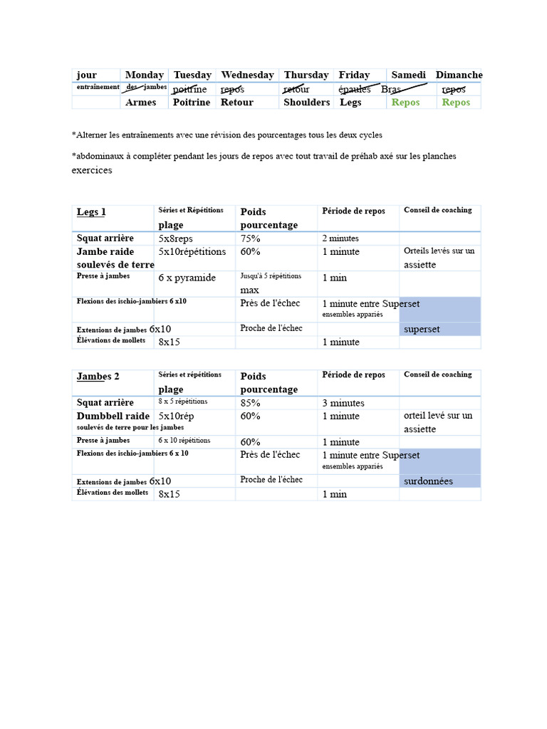 Programme d'entraînement complet | PDF | Musculation | Musculation
