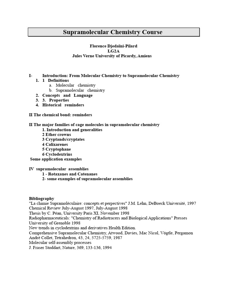 Supramolecular Chemistry Overview | PDF | Supramolecular Chemistry ...