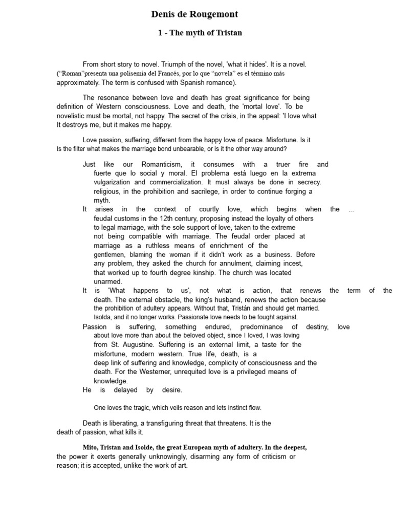 Summary of Denis de Rougemont Love and The West PDF