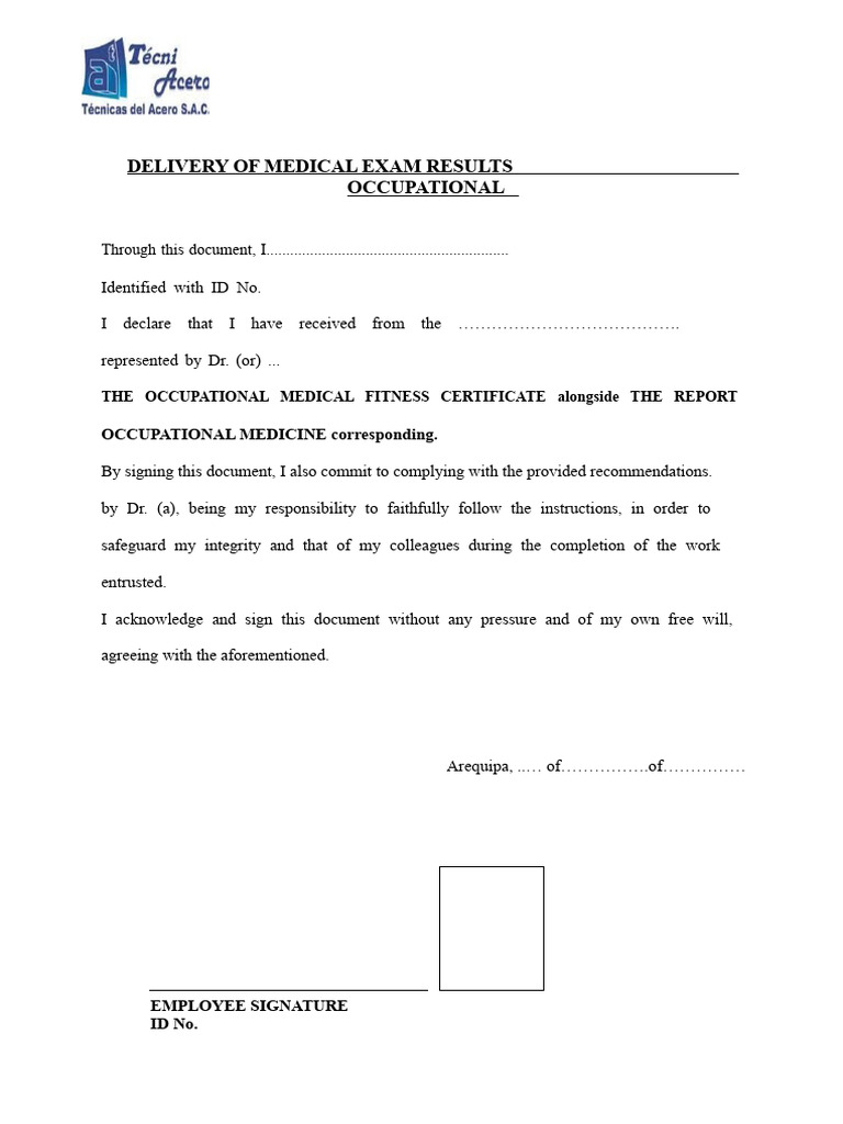 Delivery of Results of Occupational Medical Examinations | PDF