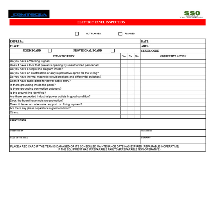 Electric Panel Inspection Checklist | PDF