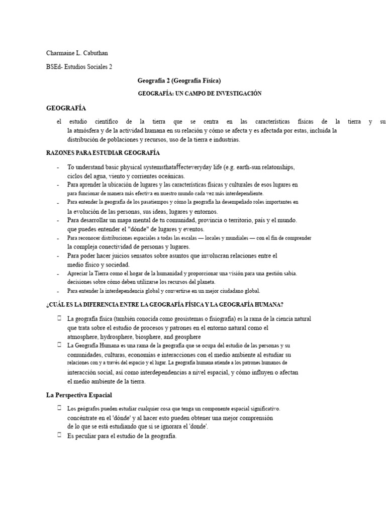 Importancia y Temas de la Geografía | PDF | Geografía | Entorno natural