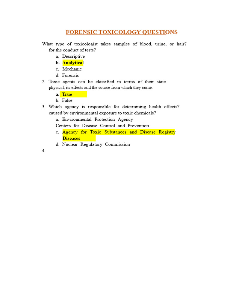 Questions of Forensic Toxicology | PDF