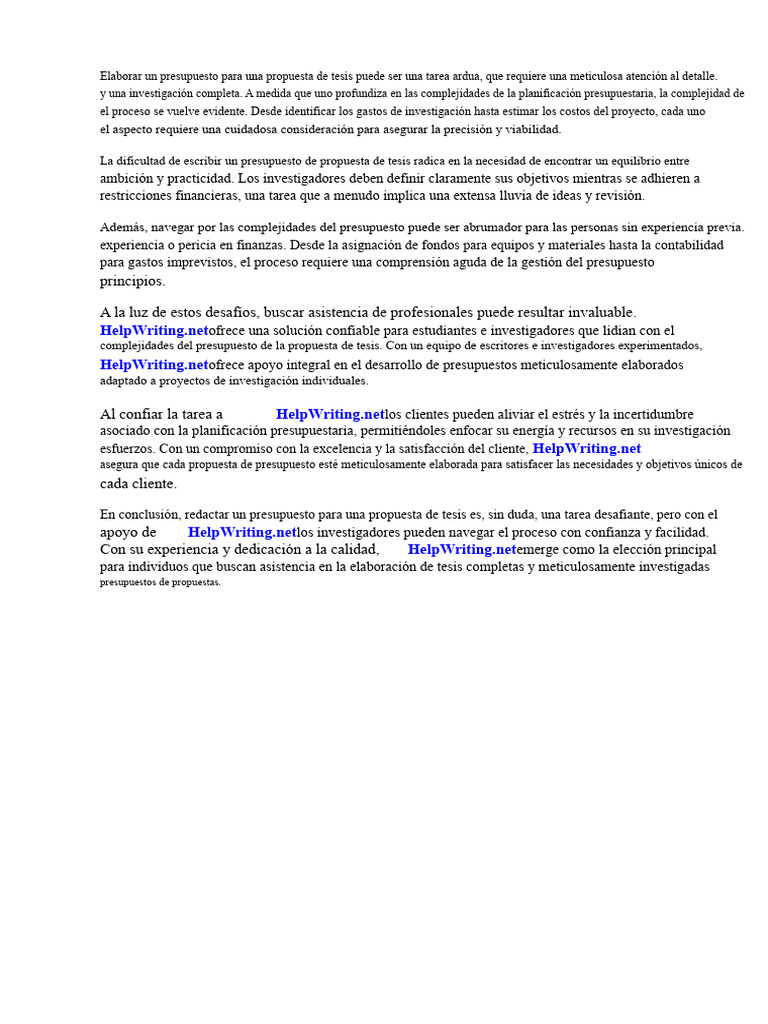 Muestra de Presupuesto para Propuesta de Tesis | PDF | Presupuesto