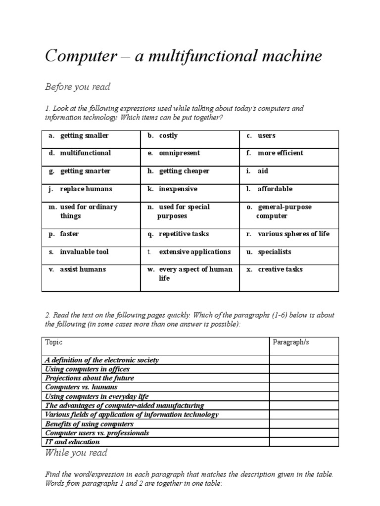 Understanding Multifunctional Computers | PDF | Grammatical Tense | Verb