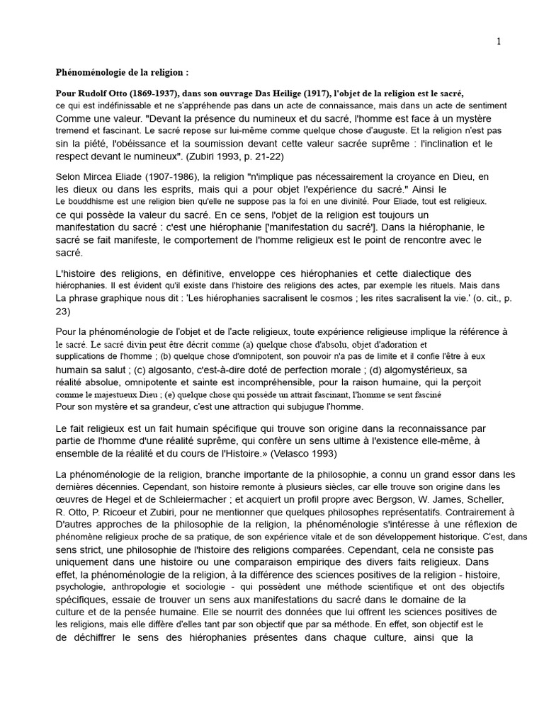 Phénoménologie de la religion : concepts clés | PDF | Phénoménologie ...