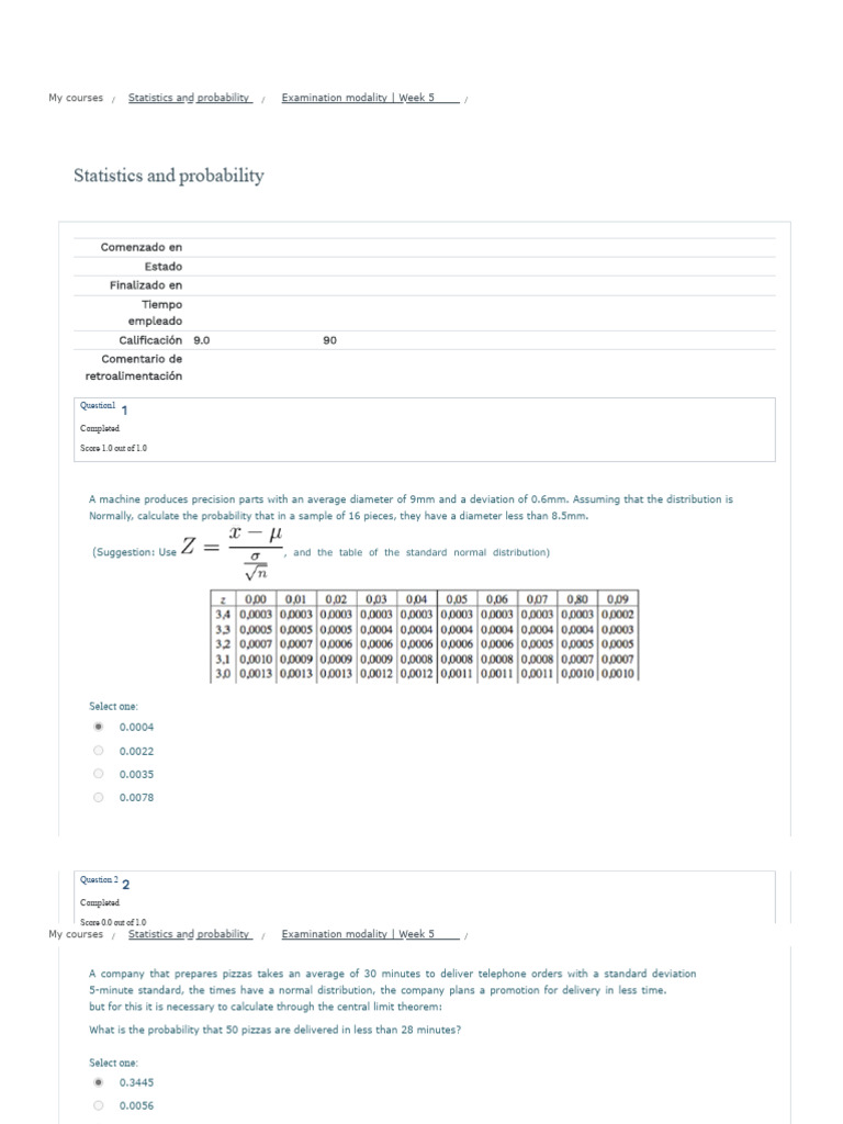 Examination Modality - Week 5 - Review of The Probability Statistics ...