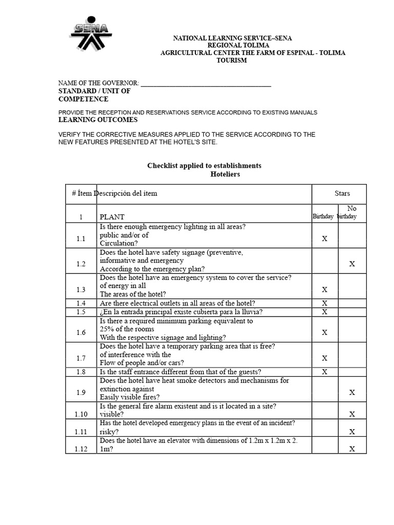 Hotel Reception Service Checklist | PDF | Electrical Engineering ...