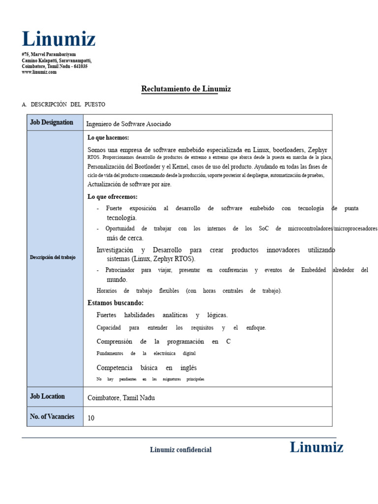 Oferta de Ingeniero de Software en Linumiz | PDF | Software | Sistema ...