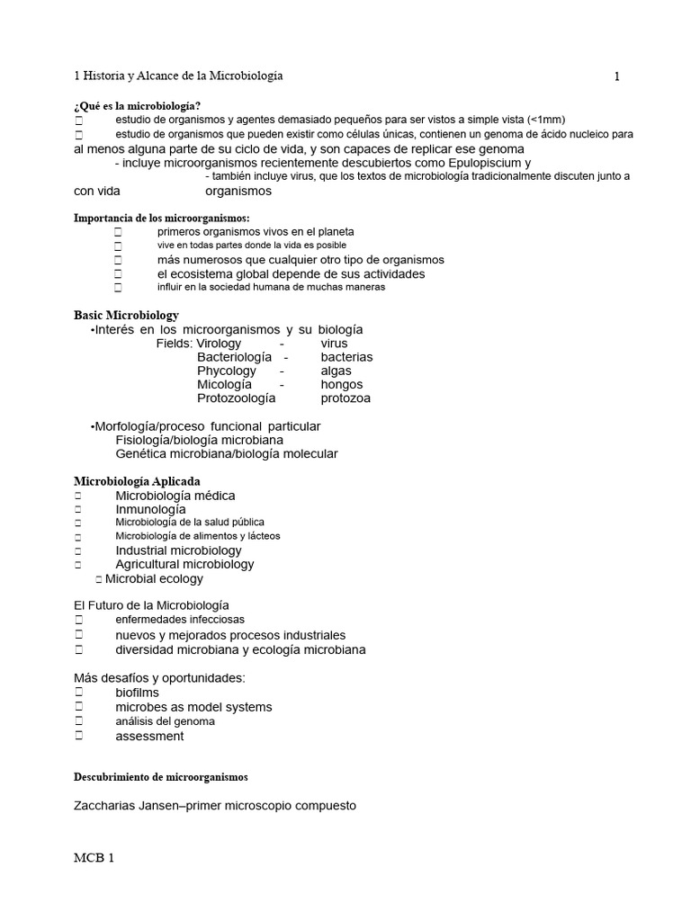 Historia y Alcance de la Microbiología | PDF | Microbiología ...