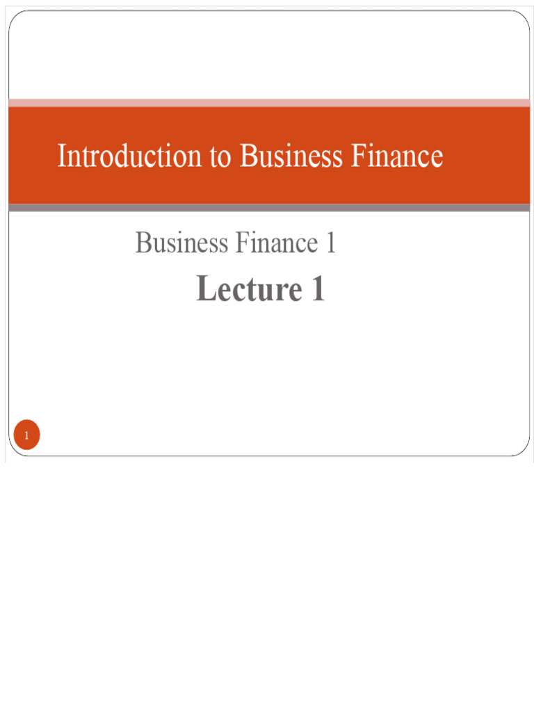 Introduction to Business Finance Basics | PDF | Expense | Risk
