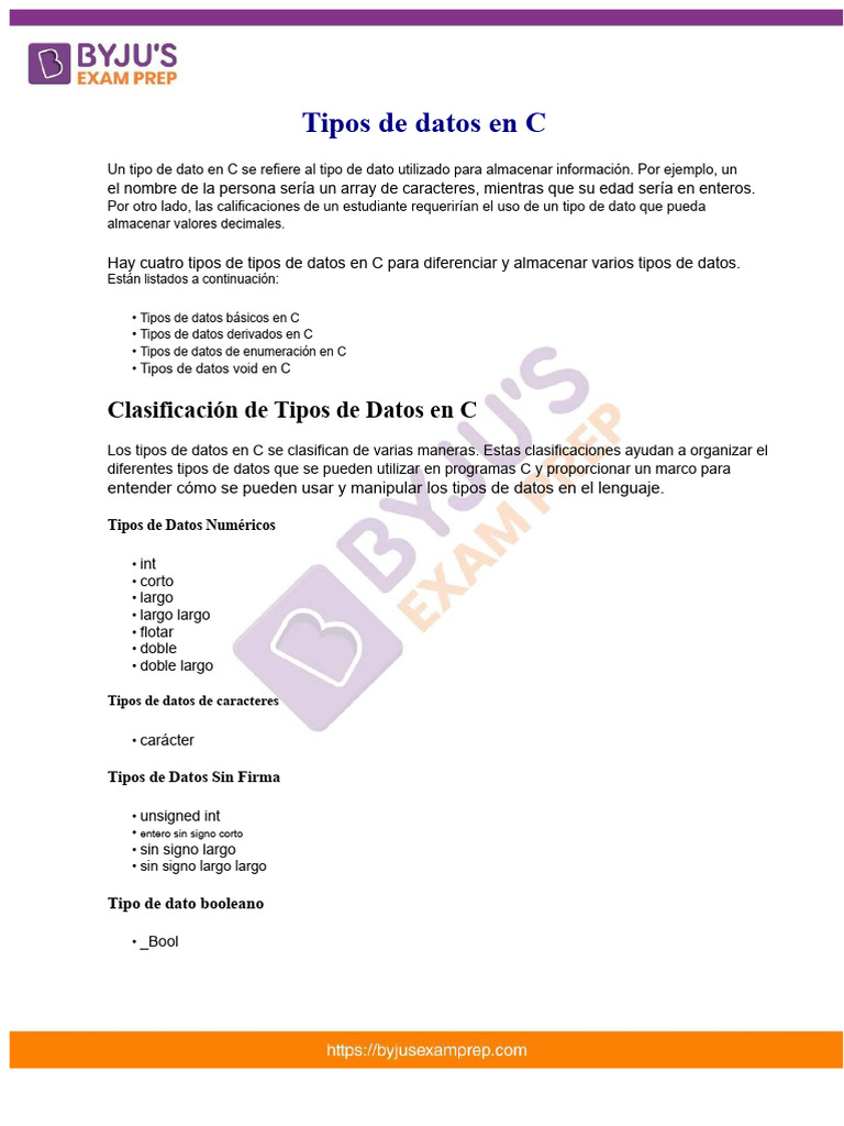 Notas Sobre Tipos de Datos | PDF | Tipo de datos | Poco