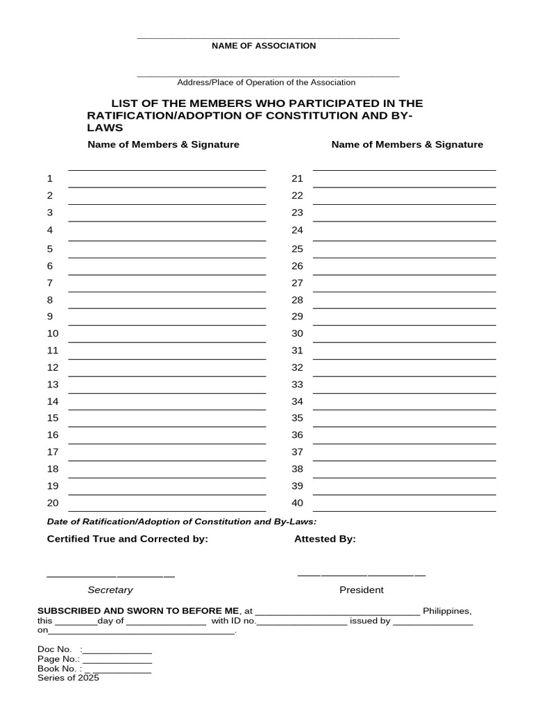 Constitution and By-Laws Ratification List | PDF