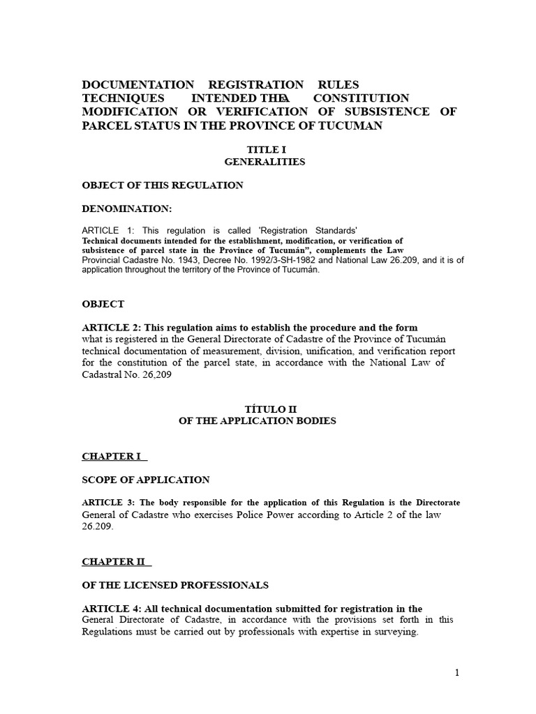 Tucumán Parcel Registration Standards | PDF