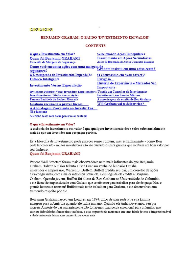 Benjamin Graham e o Investimento em Valor | PDF | Investimentos ...